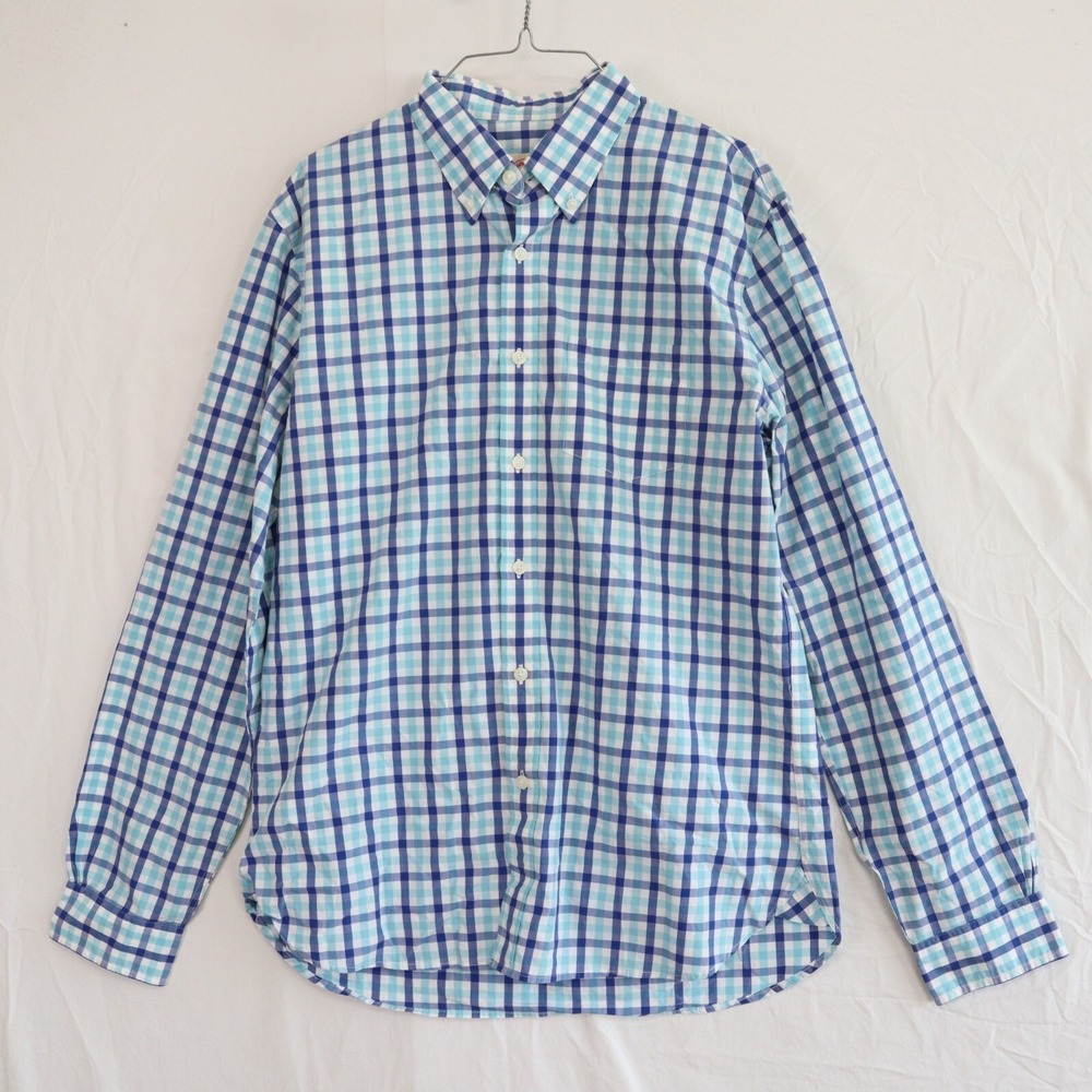 Brooks Brothers Shirt Mens Large Red Fleece Button Down Blue Plaid Long Sleeve